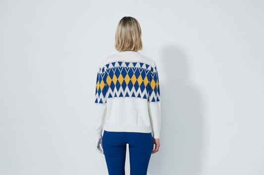 1000620 - Placed Argyle Cardigan lined