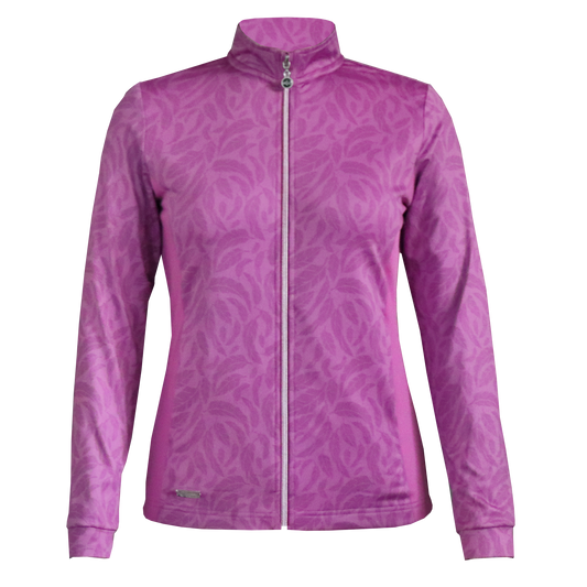 IGLTL2401 - Ladies All Over 'Feather' Print Zip Through Top Layer