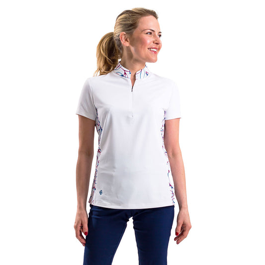 IGLTS2325 - Ladies 'Sumemer Leaf' Print Collar & Side Panels Polo Shirt