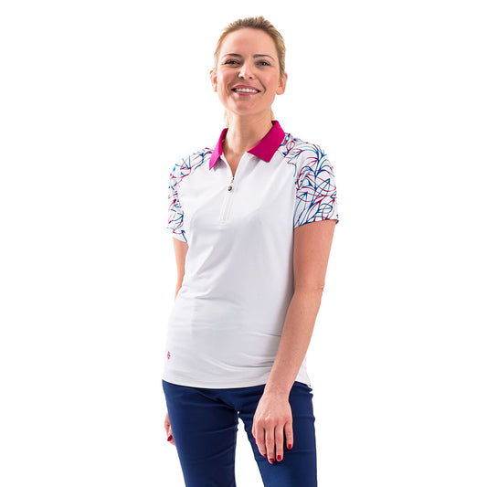 IGLTS2327 - Ladies 'Summer Leaf' Print Sleeves Polo Shirt