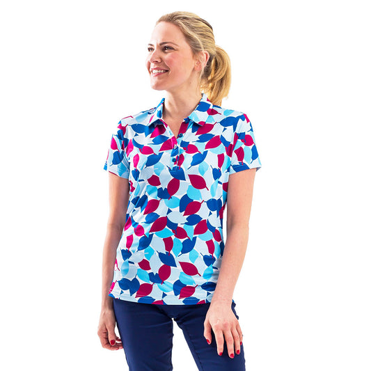 IGLTS2330 - Ladies All Over 'Leaf' Print Polo Shirt