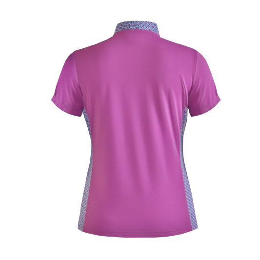 IGLTS2412 - Ladies Geo Print Mandarin Collar Polo Shirt