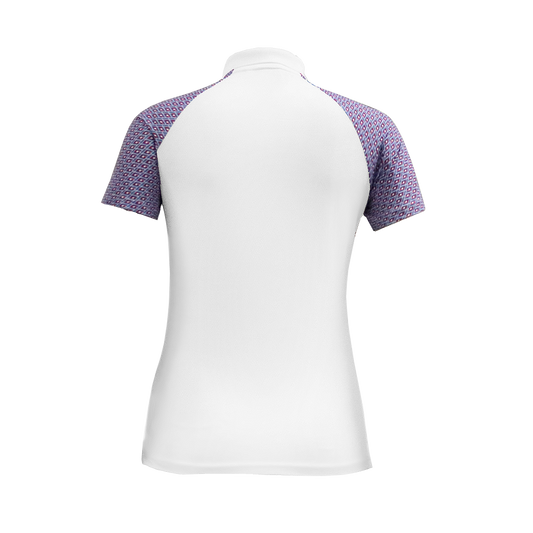 IGLTS2413 - Ladies Geo Print Ribbed Collar Polo Shirt