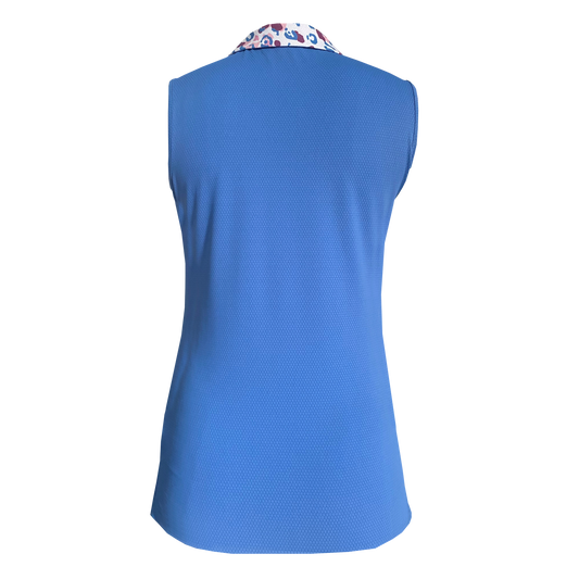 IGLTS2415 - Ladies Leopard Print Collar Sleeveless Polo Shirt