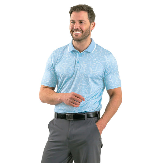 IGTS2339 - Men's Rib Collar Freehand Print Polo Shirt