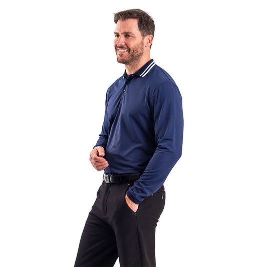 IGTL2353 - Men's Ribbed Collar Long Sleeved Polo Shirt