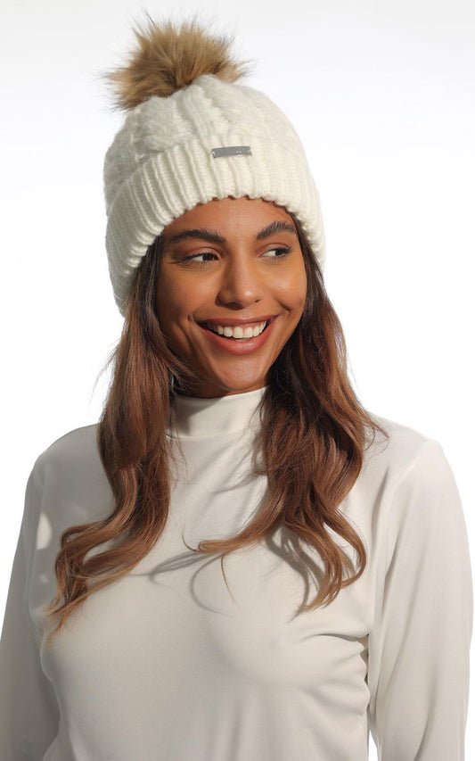IGLHAT2223 - Ladies Faux Fur Pom Pom Fleeced Beanie Hat