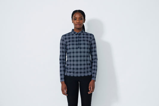 1000573 - Checked Long Sleeve Polo Shirt