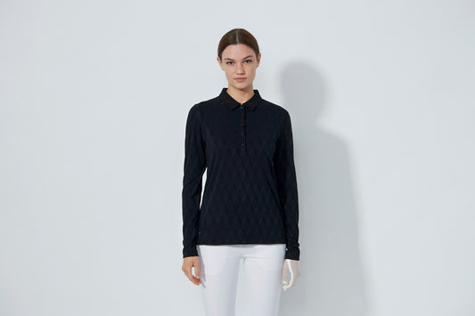 1000593 - Graphic Jaquard Long Sleeve Polo Shirt