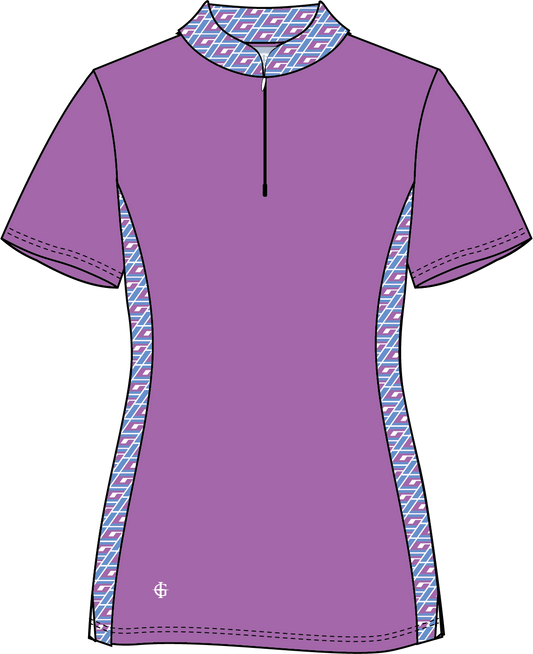 IGLTS2412 - Ladies Geo Print Mandarin Collar Polo Shirt