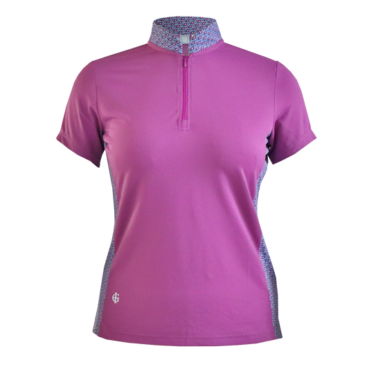 IGLTS2412 - Ladies Geo Print Mandarin Collar Polo Shirt