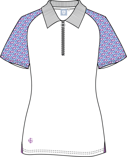 IGLTS2413 - Ladies Geo Print Ribbed Collar Polo Shirt