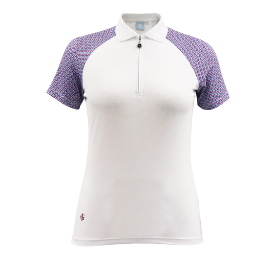 IGLTS2413 - Ladies Geo Print Ribbed Collar Polo Shirt