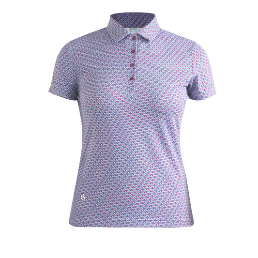 IGLTS2416 - Ladies All Over Geo Print Polo Shirt