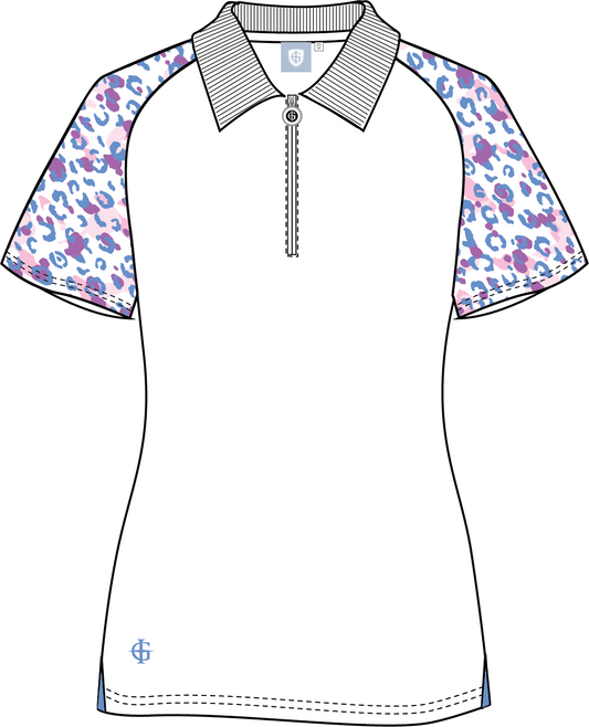 IGLTS2417 - Ladies Leopard Print Back & Sleeves Polo Shirt
