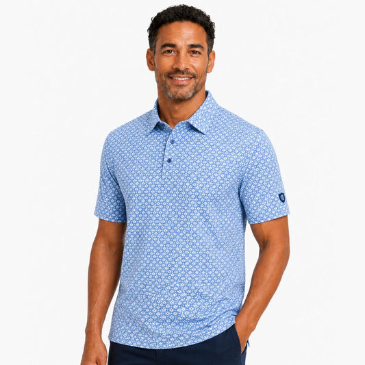 IGTS2466 - Men's All-Over 'Waves' Print Polo Shirt